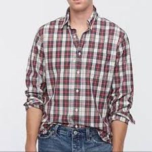 Jcrew Men’s stretch red plaid button down.